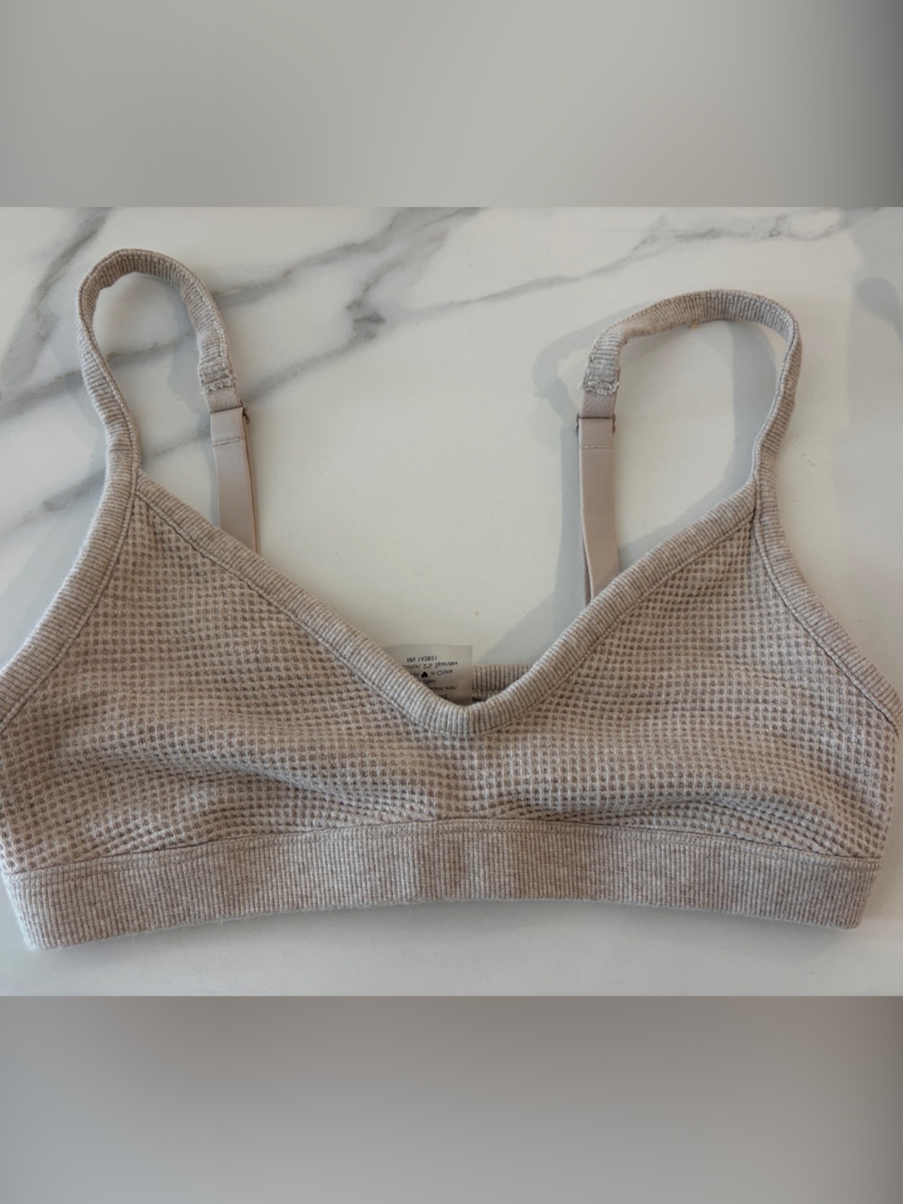 Negative Underwear Waffle-Knit Bralette in Light Taupe